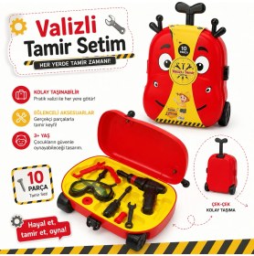 Resim Selvira Valizli Tamir Setim Çocuk Oyuncak Alet Çantası Çekçekli Bavul Tamir Oyunu Seti Matkap Tornavida Pense Tamirci Oyuncağı Eğitici Rol Yapma Oyuncağı 3+ Yaş 