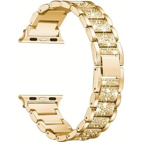 Resim Sunshine022 iOs Watch Uyumlu 38-49mm Kadın Pembe Altın Elmas Bileklik İwatch Ultra 2/1/9/8/7/6/5/4/3/2/1/se Uyumlu 