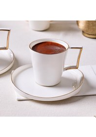 Resim Aryıldız Caire Gold 6 Kişilik Kahve Fincan Takımı Beyaz 