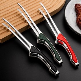Resim 1 adet İki Tonlu Paslanmaz Çelik Barbekü Maşası Kaymaz Saplı - Yeşil ve Siyah, Kırmızı ve Siyah Dokulu Tutacaklar, Izgara, Pişirme ve Kafeterya Kullanımı için Mükemmel, Izgara Temelleri | Şık Mutfak Eşyaları | Paslanmaz Çelik Maşa, Pişirme Maşaları 