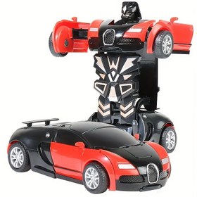 Resim Çarpma anında şekil değiştiren, pil gerektirmeyen ve robot araba modeline dönüştürülebilen oyuncak araba. 