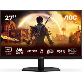 Resim Aoc Q27g42ze 27" 260hz Oc 1ms Hdmı Dp Adaptivesync Hdr10 Qhd Fast Ips Gaming Monitör 