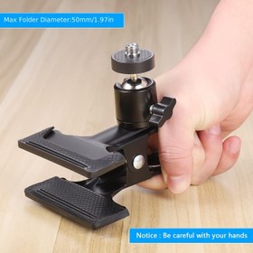 Resim Clamp Mount, Kamera Flaş Montajı, Telefon Montajı, 360° Kamera Kelepçesi, Kelepçe Tripod Flaş Ray Montaj Adaptörü 1/4" Konu Top Kafa ile Uyumlu, GoPro Hero DSLR Kamera Tripod ile Uyumlu 
