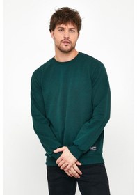 Resim MMetalic Erkek Koyu Yeşil Basic Bisiklet Yaka Sweatshirt 