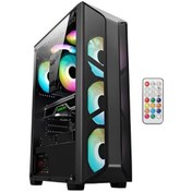 Resim Aztech AZT101-B Temperlı Cam Sıyah U.kumandalı+5xrgb Fan+Swıtch Akvaryum Gamıng Kasa 