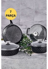 Resim Taç Carabella Döküm 7 Parça Tencere Seti Siyah 3817 
