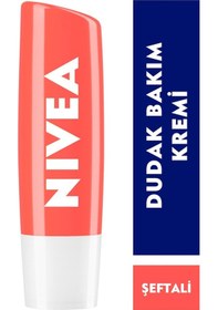 Resim Nıvea Dudak Bakım Kremi Ve Dudak Parlatıcısı Şeftali 4.8 G 24 Saat Nem Şeftali Kokusu Hafif Pembe Işıltı Dudak Bakımı 