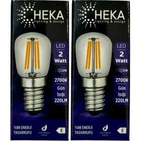 Resim Heka 2W (22W) 2700K (Sarı Işık) E14 Duylu LED Rustik Ampul (2 Adet) 