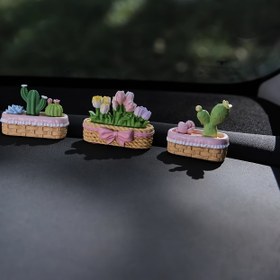 Resim Resin Tulip Araba Süsü - Kadınlar için Miniature Floral Gösterge Paneli, Tedavi Serisi, Araç İçi Dekor 
