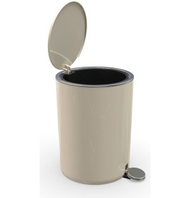 Resim Primanova Lenox Pedallı Çöp Kovası Ve Klozet Fırçası Bej Krem 