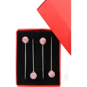 Resim Numetal 4 Lü Pembe Taşlı Eşarp İğnesi. Şal İğnesi. Türban İğnesi. Başörtü İğnesi. Eşarp Ve Şal İğnesi. Gümüş 