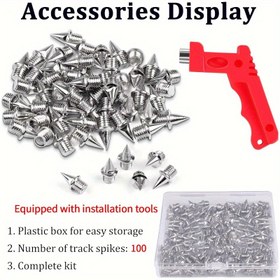 Resim 100 adet Paslanmaz Çelik İz Tırnakları ile Anahtar - 1/4 İnç Yedek Spikes Sprint Sporları, Koşu Ayakkabıları, Atletizm ve Atletizm için - Dayanıklı Metal Spikes Kolay Çıkarma Araçları ile, Sneaker Spikes | Noktalı Metal Çiviler | Paslanmaz Çelik Çiviler, Atletizm ve Atletizm Sh 