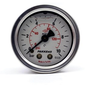 Resim Pakkens 0-10 Bar 63 Mm Arkadan Bağlantılı Panotipi Gliserinli Manometre G 1/4 Inç 