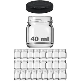 Resim Afracam 40 Ml Metal Kapaklı Şeffaf Cam Kavanoz 25 Adet Siyah 
