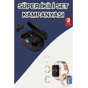Resim Nabız Ölçer Hediye Bileklikli Akıllı Saat ve Dijital Göstergeli Bluetooth Kulaklık Çoklu Şarj Girişi 