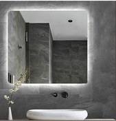 Resim Toprak dekor 50*50 Günışığı Ledli Ayna Kare Banyo Aynası Makyaj Aynası 