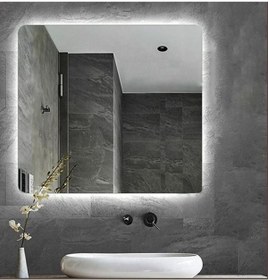 Resim Toprak dekor 50*50 Günışığı Ledli Ayna Kare Banyo Aynası Makyaj Aynası 