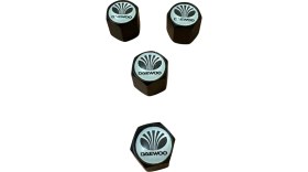 Resim Daewoo Logolu Siyah Beyaz Metal 4 Adet Sibop Kapak 