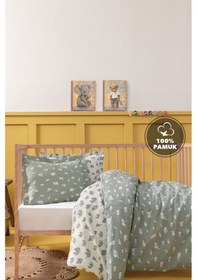 Resim Yataş Mini Povey Bebek Ranforce %100 Pamuk Nevresim Takımı - Adaçayı 