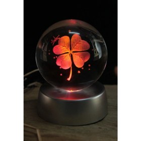 Resim Ascellus 3D Yonca Işıklı Cam Küre 