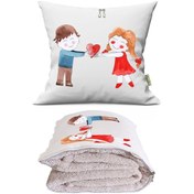 Resim Love 8 Tv Battaniyeli Opsiyonel Dekoratif Araç İçi Yastık Çok Renkli 