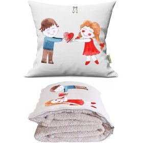 Resim Love 8 Tv Battaniyeli Opsiyonel Dekoratif Araç İçi Yastık Çok Renkli 