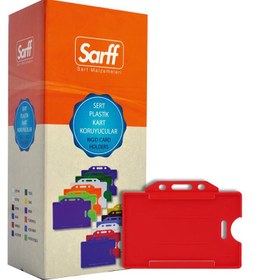 Resim Sarff Kırmızı Sert Plastik Yaka Kartı Kabı - 50’li Paket (Yatay Tip) 