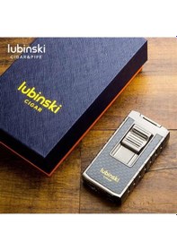 Resim Lubinski Yeni Stil Delicili Çift Torch Puro Çakmağı Silver 