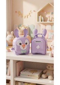 Resim 1 Adet Kilitli Ve Anahtarlı Tavşan Kumbara - Çocuklar İçin Eğlenceli Tasarruf Çantası Mavi 