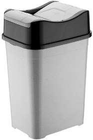 Resim DEEMBRO 35 Lt Büyük Boy Çöp Kovası Çift Taraf Itme Kapaklı Gri Mutfak Banyo Ofis 29*38*52 Cm 