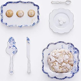 Resim Pip Studio Mavi Beyaz Porselen Kek Standı 24 Cm 51010013 