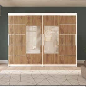 Resim Sürgülü Gardırop Dört Kapaklı 400/210 Parlak Beyaz + Ud 