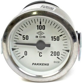 Resim Pakkens 60 MM 200 C Derece 1 Metre Kablolu Göstergeli Gazlı Termometre 