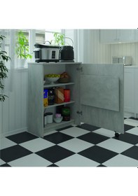 Resim Asra Trend Mutfak Kiler Dolabı+katlanır Masa Md003 Retro Taş 