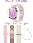 Resim Smart Watch 9 Mini Akıllı Saat Zarafet Dolu Kutu İçeriği 3 Farklı Hediye Kordon ve Su Yolu Bileklik 