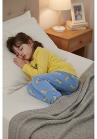 Resim Aden Kids Pamuk Çocuk Uzun Kollu İnce Pijama Takımı - Petrol Mavisi 