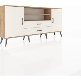 Resim Arges Konsol 4 Raflı 2 Çekmeceli 2 Kapaklı 176x30x83 Çam-aytaşı/aytaşı Aytaşı/aytaşı 