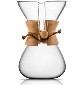 Resim Ahşap Boyunlu Cam Demleme Ekıpmanı 6 Cups & Chemex Filtre Kağıdı 