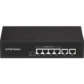 Resim Uranıum Poe-4020-55w 4 Port 10/100 + 2 Port 10/100 Rj45 Uplınk Poe Swıtch Realtek Chıpset 