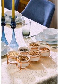 Resim Edora Home Turuncu Altı Bölmeli Çerezlik Ikram Seti- Metal Paslanmaz 