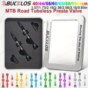 Resim BUCKLOS Tüpsüz Bisiklet Valf Gövdesi - Çıkarılabilir Nüve, 40/44/55/60/65/80/100mm Presta Vanası, 28-40mm Adaptör Uyumlu, Renk Seçenekleri (Yeşil, Mavi, Kırmızı, Sarı, Siyah, Beyaz, Turuncu) MTB ve Yol için Sağlam Tüpsüz Sistem Kolay Kurulum & Bakım Dayanıklı İç Çapraz 