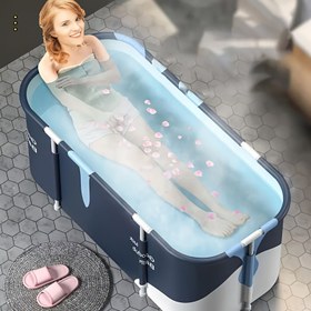 Resim 1 adet Modern Taşınabilir Katlanabilir Islatma Küveti, Dikdörtgen, Verimli Isı Koruma, Soğuk ve Sıcak Su Rahatlaması için Uygun, Sauna ve Buz Banyosu, Ev Spa'sı ve Yetişkin Duş Kullanımı için Çok Uygundur, Terapötik Dalış | Benzersiz Küvet | Katlanabilir Tasarım, Taşınabilir 