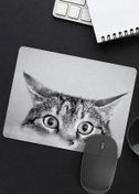 Resim hediyemen Şaşırmış Kedi Bakışları Baskılı Dikdörtgen Mousepad 