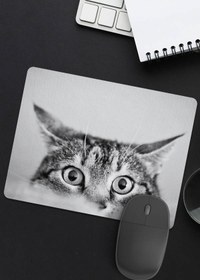 Resim hediyemen Şaşırmış Kedi Bakışları Baskılı Dikdörtgen Mousepad 