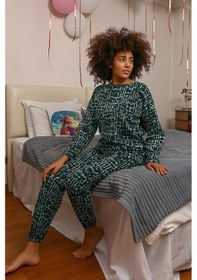 Resim Akbeniz Kadın Uzun Kol 3 İplik Penye Pijama Takım 4181 Yeşil 