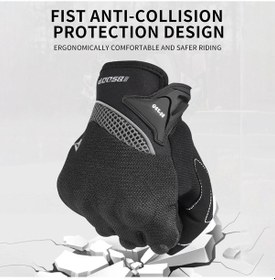 Resim Jokmae Motosiklet Eldiveni: Kaymaz Dış Yüzey, Dokunmatik Ekran Uyumlu, Darbe Dirençli, Reflektif, Kol Bağcıklı Siyah Orta 