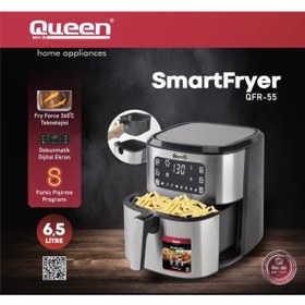 Resim QUEEN Smartfryer Xxl Airfryer 6,5lt Dokunmatik Yağsız Sıcak Hava Fritözü 