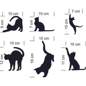 Resim Genel Markalar 6'lı Priz Kedi sticker Set Siyah Etiket Duvar sticker 