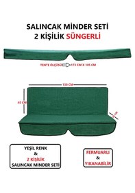 Resim Salıncak Minder Seti Tenteli Yeşil 2 Kişilik Süngerli 130x45 Yeşil 