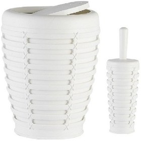 Resim Primanova Palm Çöp Kovası Ve Tuvalet Fırçası Beyaz 